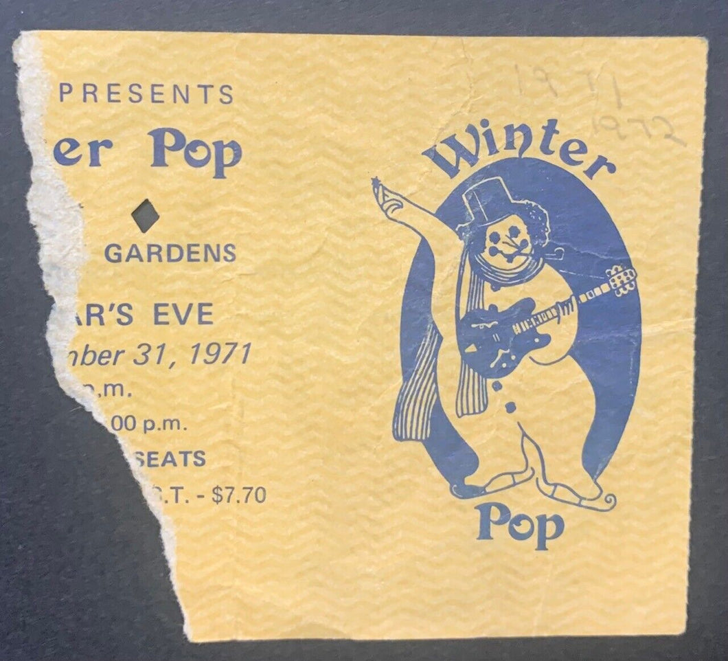 1971 Winter Pop Ticket Stub Maple Leaf Gardens Alice Cooper Chilliwack Vintage