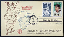 Load image into Gallery viewer, 1989 Babe Ruth Lou Gehrig U.S. Post Office First Day Cover Cachet Cooperstown
