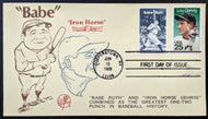 1989 Babe Ruth Lou Gehrig U.S. Post Office First Day Cover Cachet Cooperstown