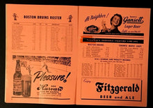 Load image into Gallery viewer, 1949 Boston Garden NHL Hockey Program VTG Boston Bruins vs Toronto Maple Leafs
