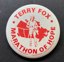 Load image into Gallery viewer, 1980 Terry Fox Marathon Of Hope Button Lot x4 Pinbacks Canadian Cancer Society
