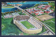 1950's Harvard Stadium Business School Charles River Cambridge Postcard  Vintage