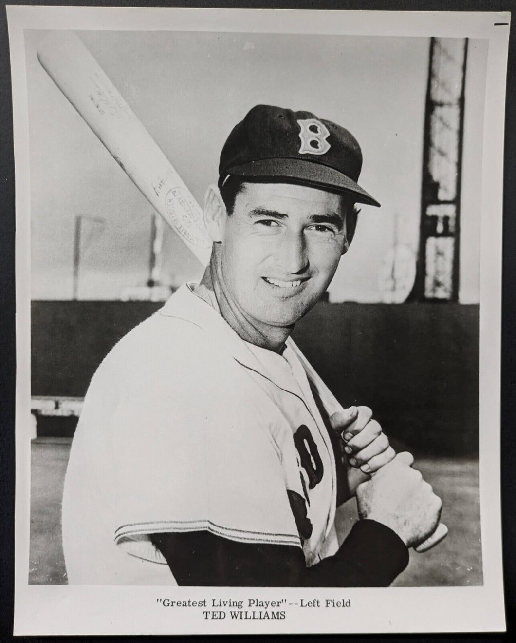 1980s Ted Williams Photograph Greatest Living Player Left Field Boston Red Sox