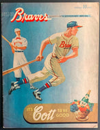 1951 Boston Braves Baseball Program Vs Giants Shutout 3-0 Willie Mays In Lineup