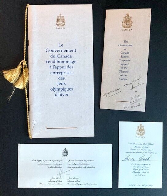 1988 Calgary Winter Olympics Canadian Government Dinner Bruce Hood Invite +