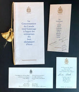 1988 Calgary Winter Olympics Canadian Government Dinner Bruce Hood Invite +