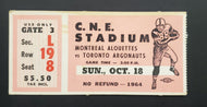 1964 C.N.E. Stadium CFL Football Ticket Toronto Argonauts v Montreal Alouettes