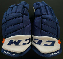 Load image into Gallery viewer, Auston Matthews Game Used Worn Hockey Gloves CCM 2019 NHL + MLSE LOA
