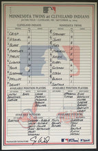 Load image into Gallery viewer, 2004 Cleveland Indians Lineup Card Autographed Signed Manager Eric Wedge MLB VTG
