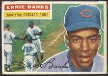 Load image into Gallery viewer, 1956 Topps #15 Ernie Banks Chicago Cubs White Back MLB Card KSA VGE 4
