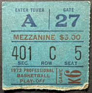 1972 NBA Finals Basketball Ticket Playoffs Game 3 New York Knicks vs LA Lakers