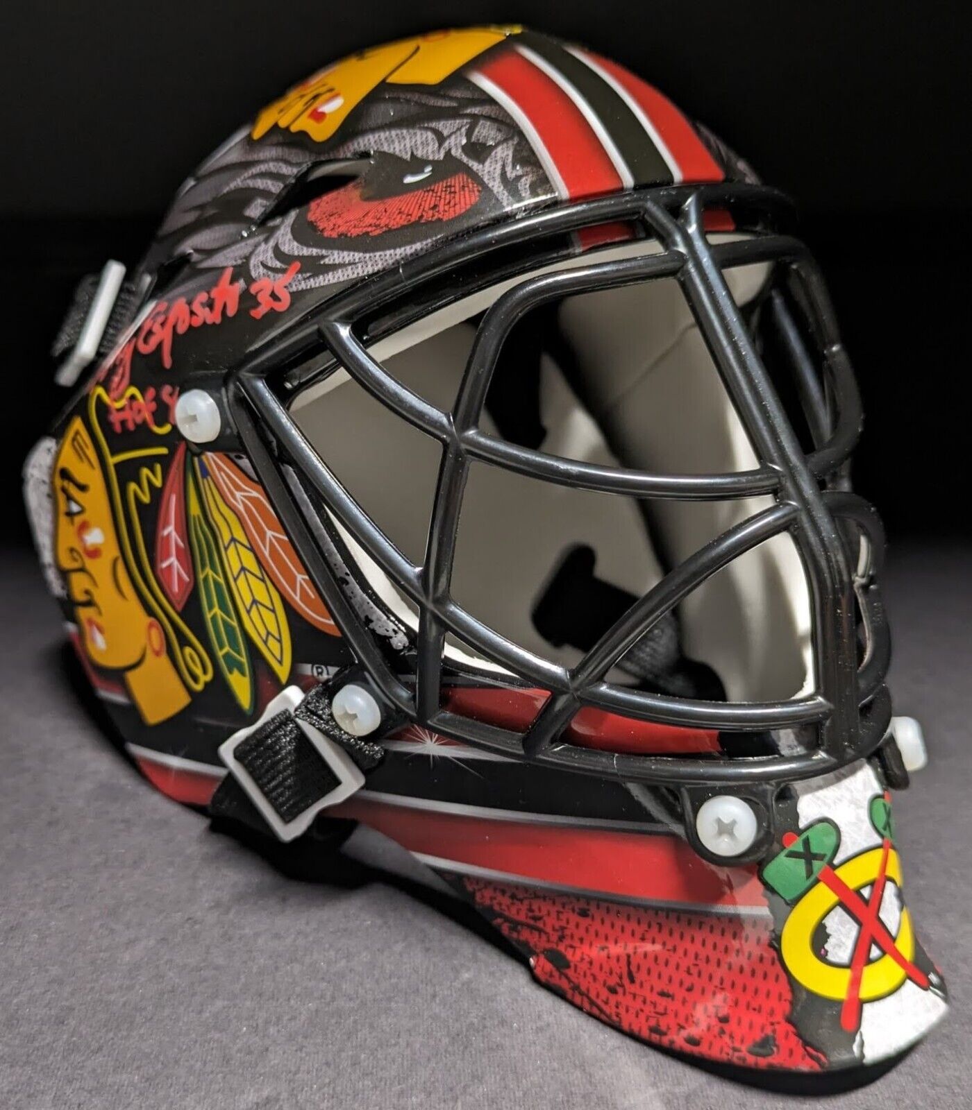 blackhawks football helmet Zephyr Chicago Rink Element Knit Hat At approx Tony Esposito Chicago Blackhawks Autographed