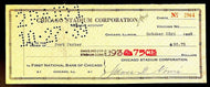 James D Norris Signed Autographed Check Chicago Stadium Blackhawks NHL Hockey