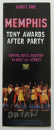 2010 Empire Hotel Memphis The Musical Tony Awards After Party Ticket Theater