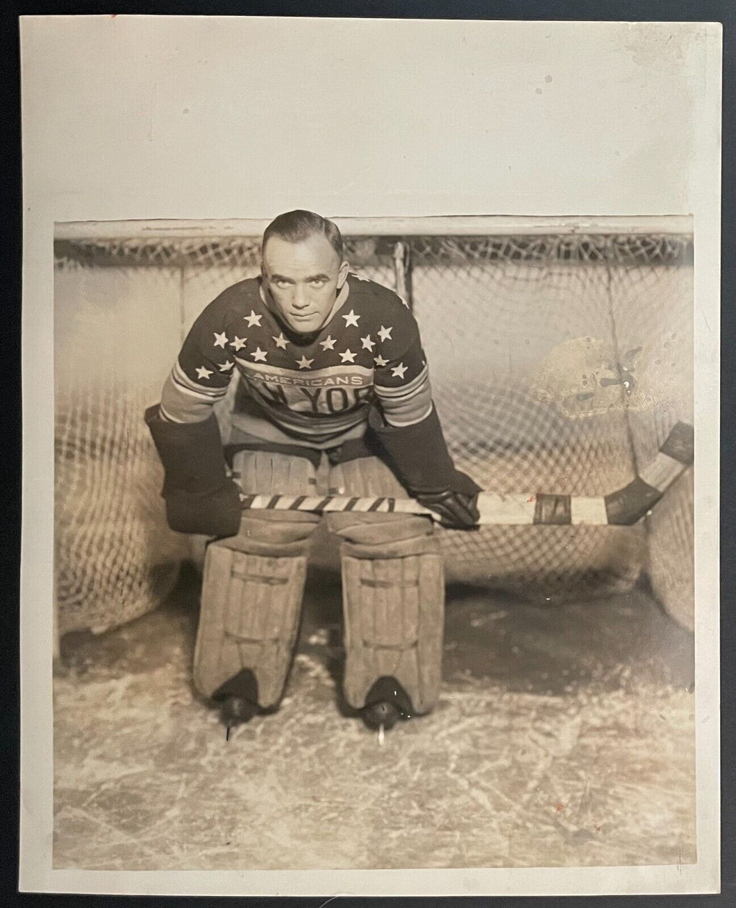 1929 New York Americans Roy Worters Vintage Type 1 Photo NHL HOF