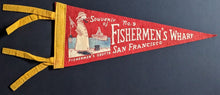 Load image into Gallery viewer, 1940s Vintage Felt Fishermen&#39;s Wharf Pennant 12&quot; Mini Flag Vtg San Francisco
