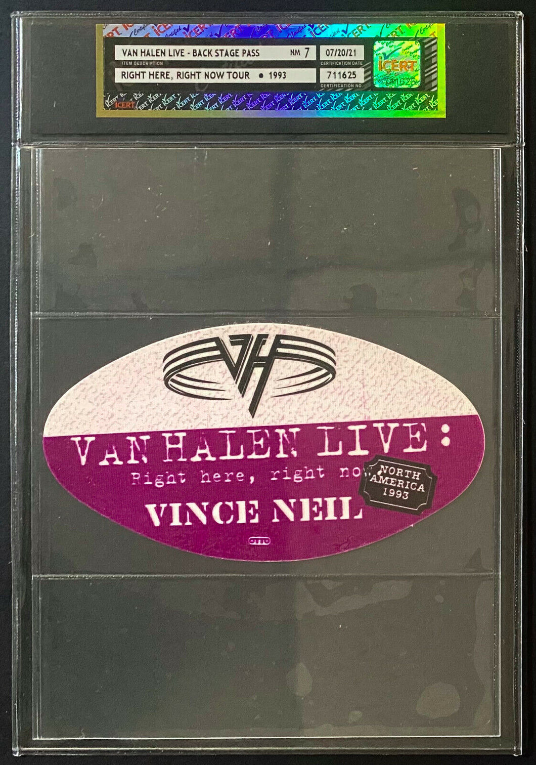 1993 Van Halen Backstage Pass Right Here Right Now Tour Vintage Music isert NM 7