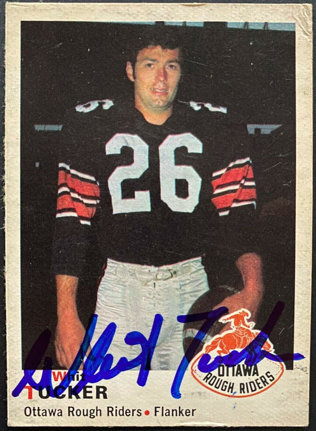 1970 Autographed OPC CFL Football Card #47 Whit Tucker Ottawa Rough Riders
