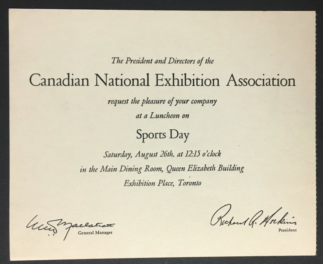 1978 Sports Day Invitation Canadian National Exhibition CNE 100 Centennial