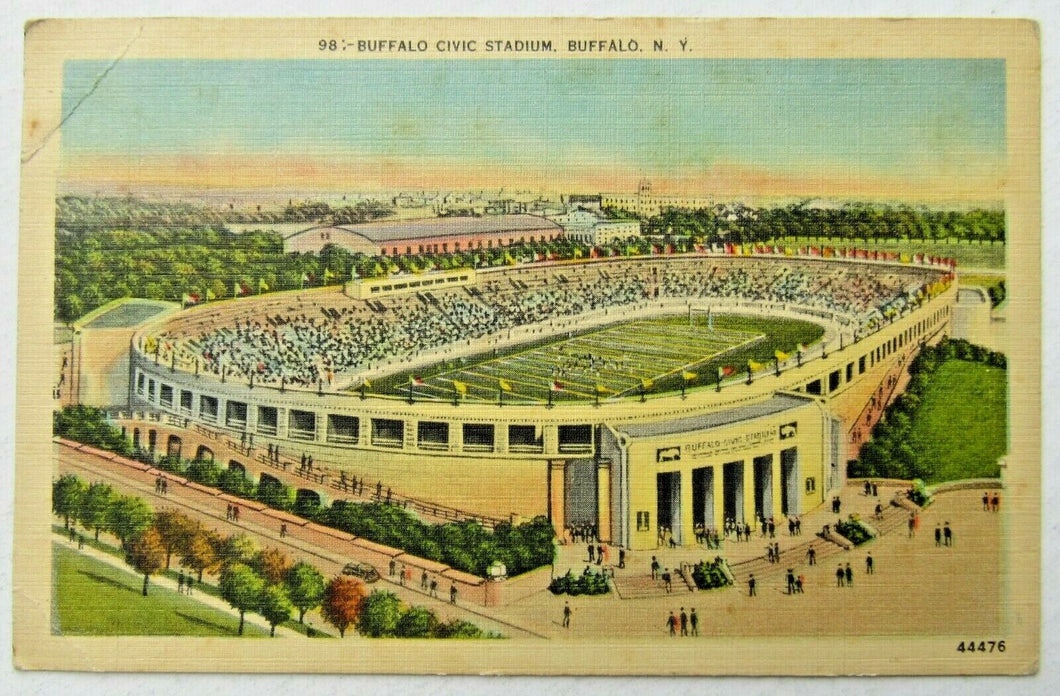 Circa 1940 Buffalo Civic Stadium Postcard Bills AFL New York Football Unposted