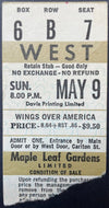 May 9 1976 Paul McCartney Wings Concert Ticket Stub Maple Leaf Gardens Music VTG
