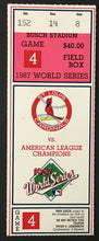 Load image into Gallery viewer, 1987 MLB World Series Baseball Ticket Game 4 Busch Stadium St. Louis Cardinals
