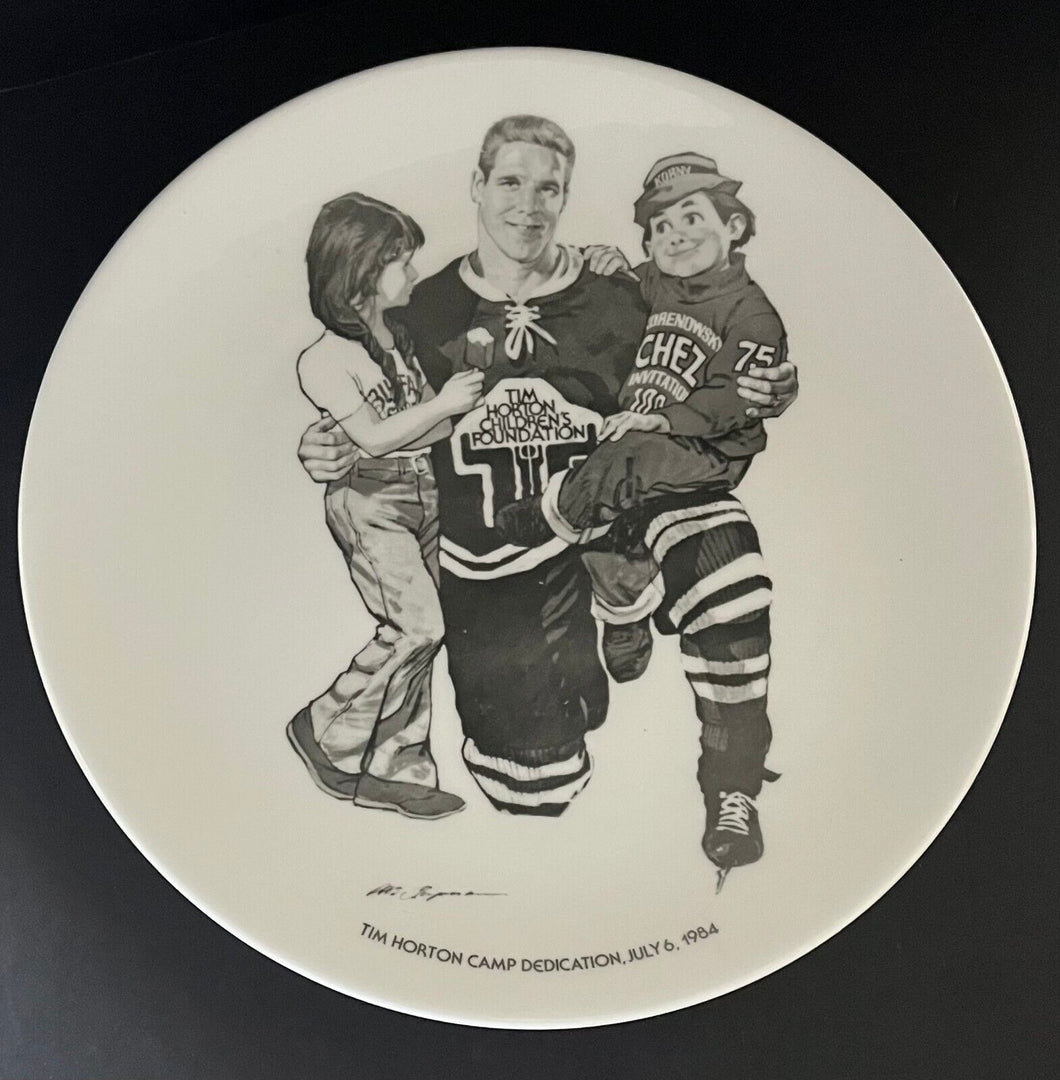 1984 Tim Horton Children's Camp Dedication Plate Staff Issued Vintage NHL Hockey