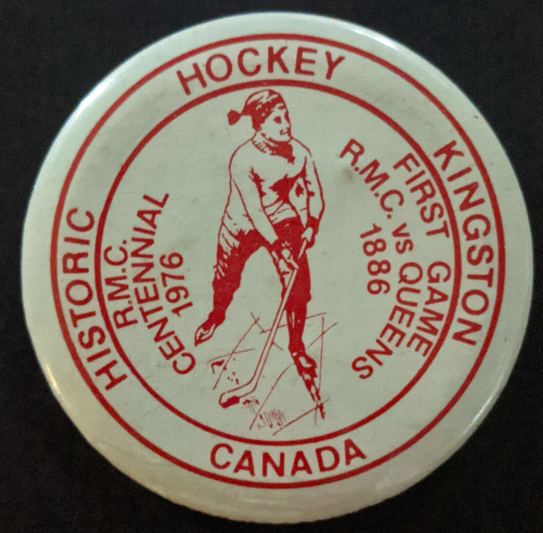 1976 Royal Military College Pinback Button Commemorates First Ever Hockey Game