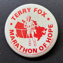 Load image into Gallery viewer, 1980 Terry Fox Marathon Of Hope Button Lot x4 Pinbacks Canadian Cancer Society

