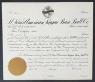 1920s St Louis Browns American League Baseball Co. Unissued Stock Certificate