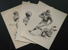 Load image into Gallery viewer, Shell Oil NFL Football Prints Issued 1959 x3 Different Players Frank Gifford +
