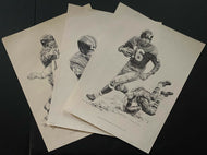 Shell Oil NFL Football Prints Issued 1959 x3 Different Players Frank Gifford +