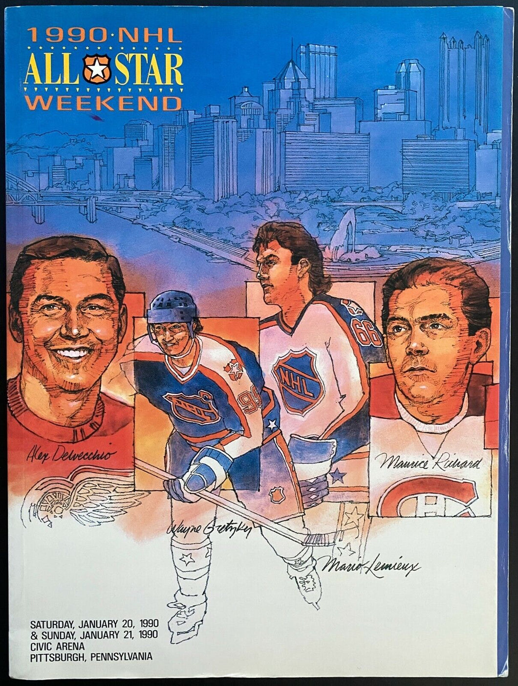 1990 NHL All Star Hockey Program Ballot Ticket Cover Brett Hull St Louis Blues