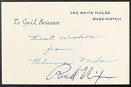 Richard+Patricia Nixon Signed White House Calling Card American Former President