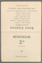 Load image into Gallery viewer, 1940's Jazz Club Table Top Promo Card Autographed By Eddie Robinson MLB Player
