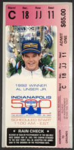Load image into Gallery viewer, 1993 Indy 500 Racing Ticket Al Unser Jr. Pictured Indianapolis Fittipaldi Wins
