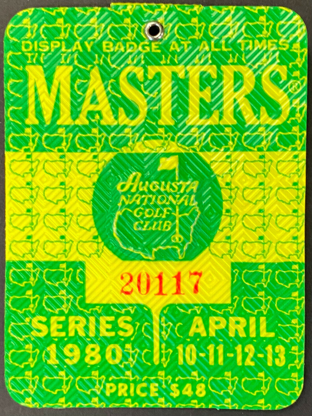 1980 Masters Golf Tournament Celluloid Badge PGA Tour Seve Ballesteros Wins