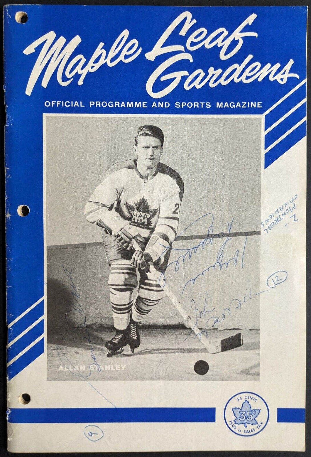 1964 Stanley Cup Finals Game 7 Autographed x3 Program Signed Gordie Howe NHL JSA