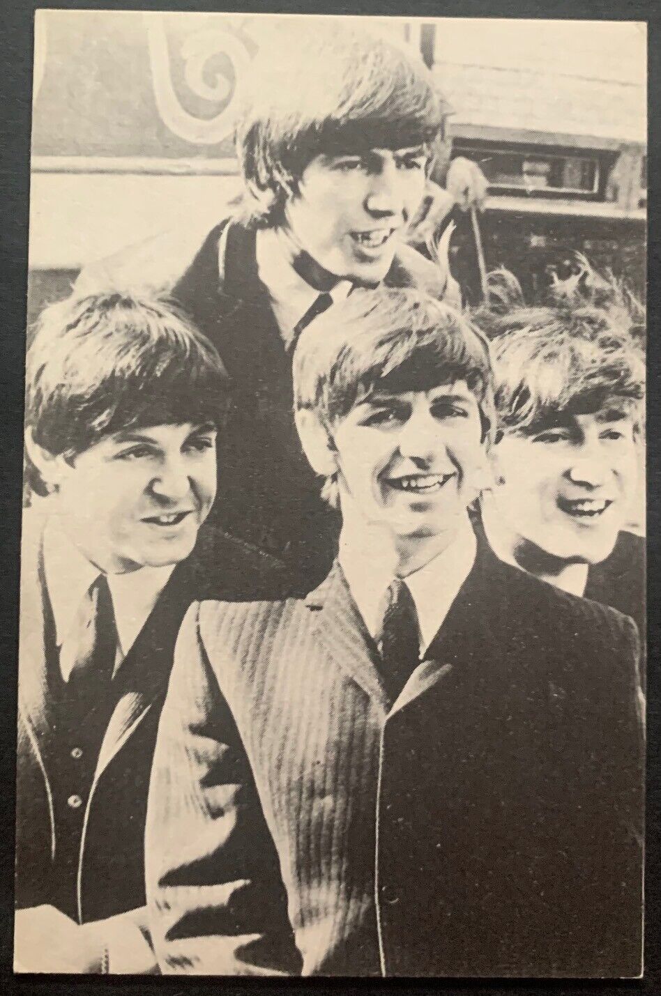1964 The Beatles Exhibit Card Photo Vintage Paul McCartney John Lennon Harrison