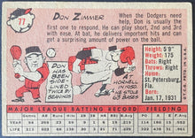 Load image into Gallery viewer, Don Zimmer 1958 Topps #77 L.A. Dodgers Vintage Baseball Trading Card MLB
