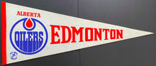 Load image into Gallery viewer, 1970's Alberta Oilers WHA Hockey Team Vintage Full Size Pennant 30" Defunct
