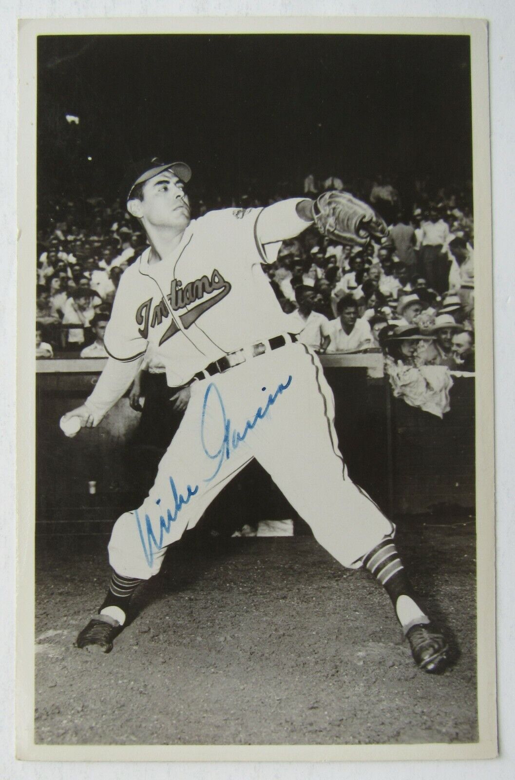 1955 Vintage MLB Cleveland Indians Mike Garcia Autographed Team Issued Postcard