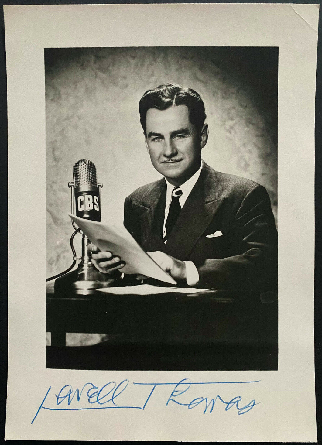 Lowell Thomas Autographed Photo Famed CBS Newsman Actor Writer + Signed B&W