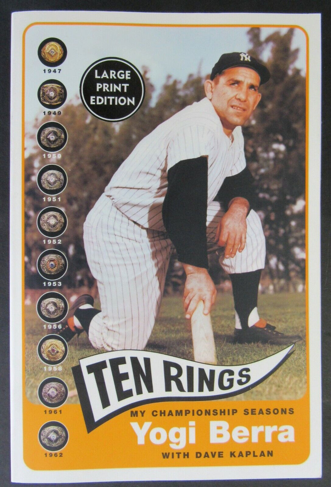 Ten Rings Book by Yankees MLB HOF Yogi Berra + Dave Kaplan Large Print Baseball