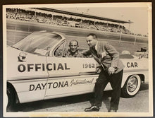 Load image into Gallery viewer, 1962 ABC Press Photo Stirling Moss Behind The Wheel 4th Daytona 500 Pace Car VTG
