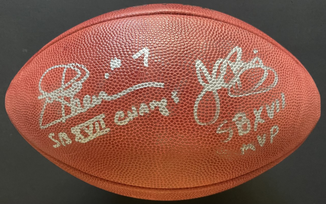 Joe Theismann + Riggins Autographed Super Bowl Duke Wilson NFL Football Fanatics