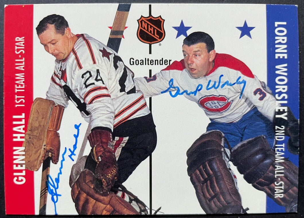 1995/96 Parkhurst Hockey Gump Worsley + Glenn Hall Dual Signed NHL Hockey Card