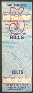 1981 NFL Football Ticket Baltimore Colts vs Buffalo Bills Rich Stadium New York