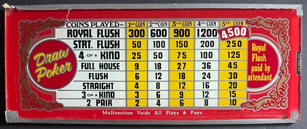 1983 Electronic Poker Game Glass Sign Vintage Bar Gambling