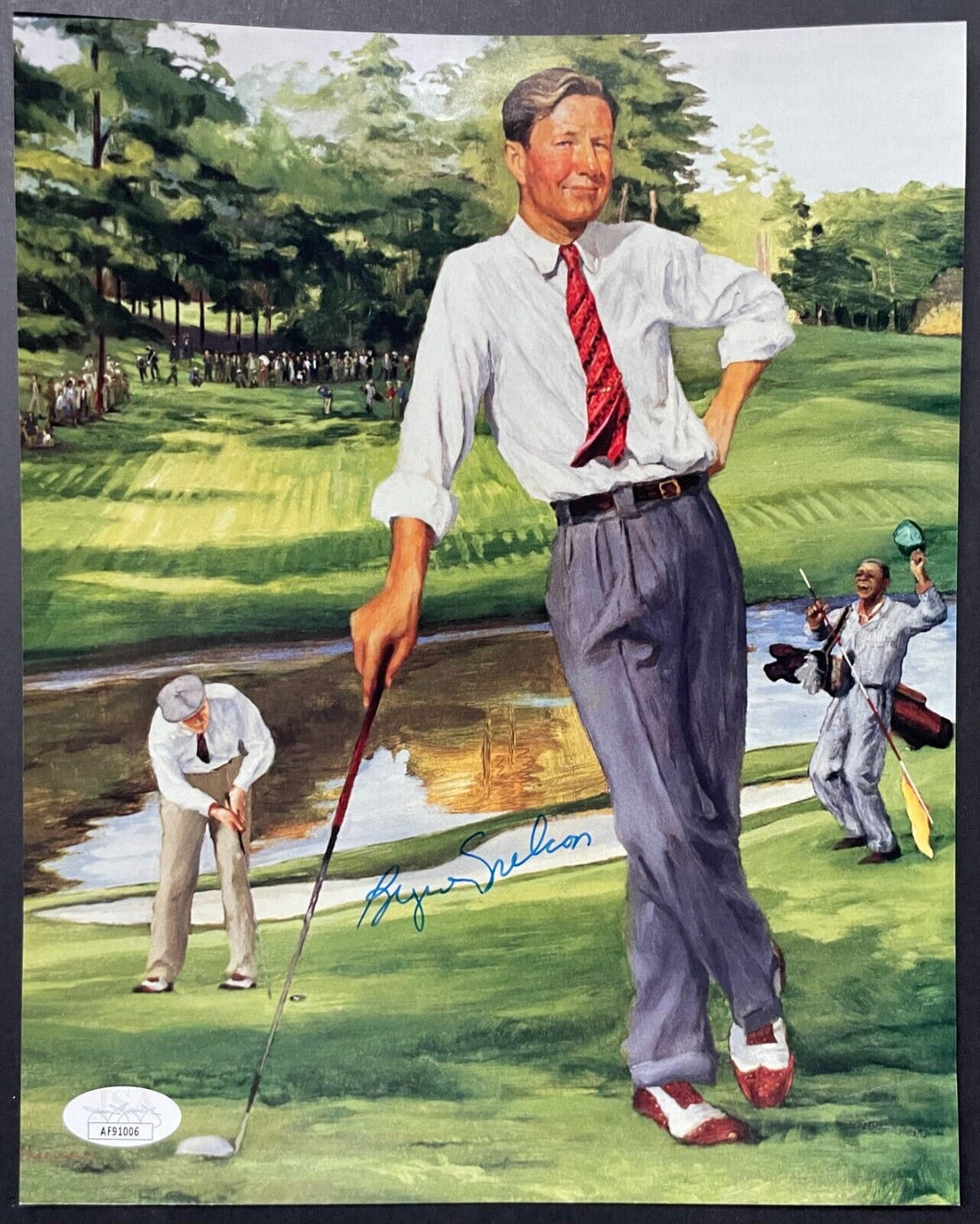 Autographed Signed Byron Nelson Color Print PGA Tour Golf Vintage Sports JSA COA